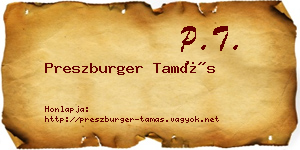 Preszburger Tamás névjegykártya